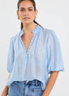 Closure Sheer High Neck Button Top