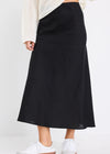 Bliss Black Linen Bias Midi Skirt
