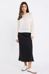 Bliss Black Linen Bias Midi Skirt