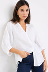 Deity White Linen Button Through Puff Sleeve Blouse