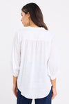Deity White Linen Button Through Puff Sleeve Blouse