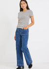 Study Black Ecru Stripe Rib Longer Baby Tee