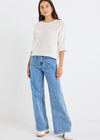 Sunrise Ivory SS Crochet Knit Tee