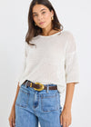 Sunrise Ivory SS Crochet Knit Tee
