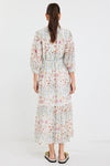 Wisdom Cream Floral Balloon Sleeve Midi Shirt Dress
