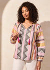 Notch Neck Cotton Blouse