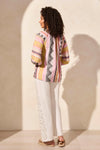 Notch Neck Cotton Blouse