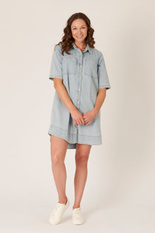  Button Through Denim Dress