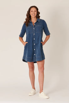  Button Through Denim Dress