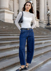 Graduate Dark Blue Stretch Barrel Jeans