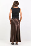 Prodigy Chocolate Satin Bias Cut Maxi Skirt