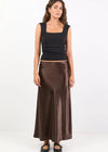 Prodigy Chocolate Satin Bias Cut Maxi Skirt