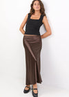 Prodigy Chocolate Satin Bias Cut Maxi Skirt