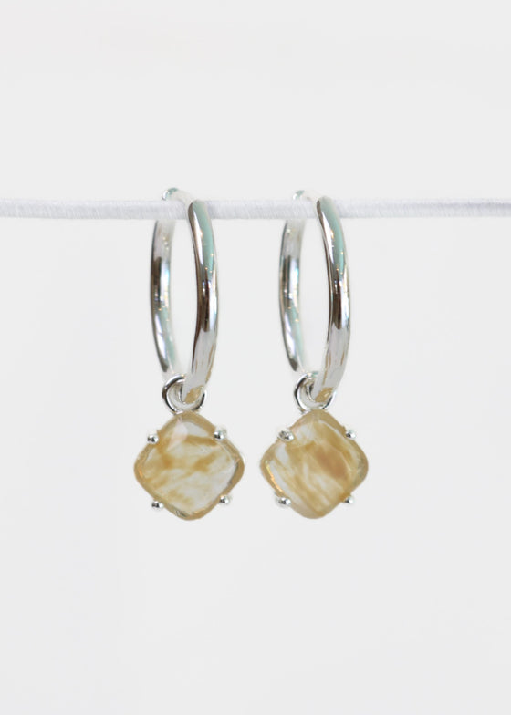 Aura Earrings in Wilver with Herkimer