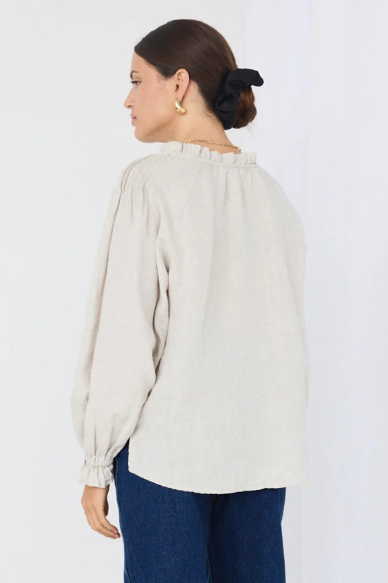 Birch Natural Tie Neck Top