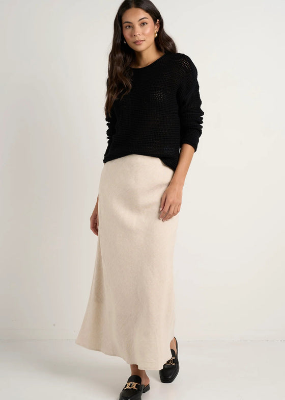 Bliss Linen Bias Midi Skirt