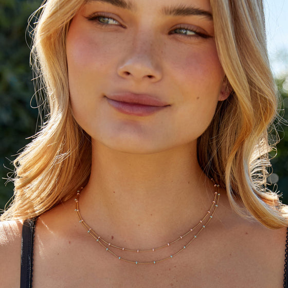 Layer Me Necklace in Gold with Blush Pink
