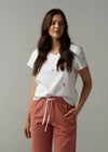 Cotton Embroidered V Neck Tee