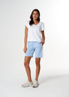 Irregular Embroidered V Neck Tee