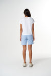 Irregular Embroidered V Neck Tee