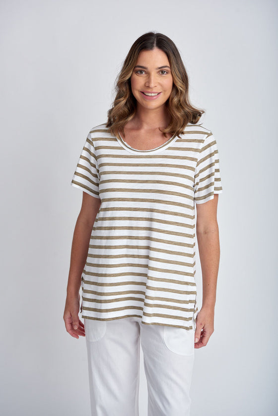 Stripe Crew Neck Tee