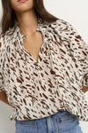 Certainty White Chocolate Animal Shirred Neck Top