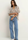 Certainty White Chocolate Animal Shirred Neck Top