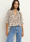Certainty White Chocolate Animal Shirred Neck Top