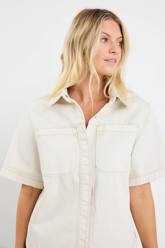 Crucial Ecru Denim Short Sleeve Shacket