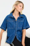 Crucial Storm Blue Denim Short Sleeve Shacket