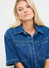 Crucial Storm Blue Denim Short Sleeve Shacket