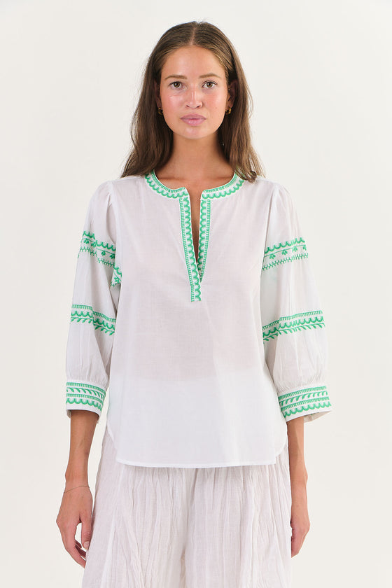 Seagrass Stitch Embroidered Top