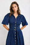 Dusk Indigo Denim Puff Sleeve