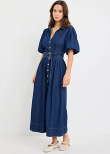  Dusk Indigo Denim Puff Sleeve