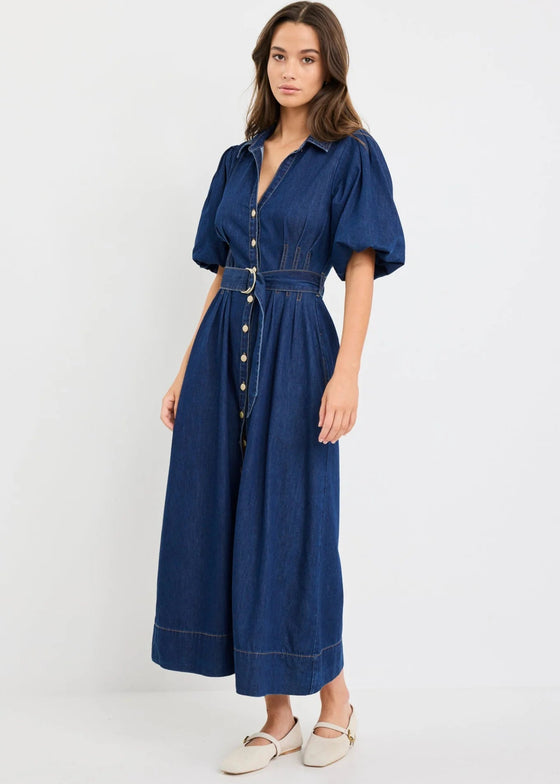 Dusk Indigo Denim Puff Sleeve