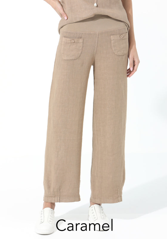 Linen Pants with Button Detail