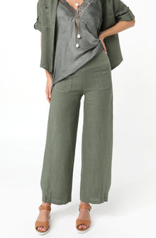  Linen Pants with Button Detail