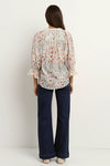 Encounter Cream Floral Gathered Button Front Top