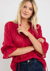 Expedition Raspberry Shirred Neck Top