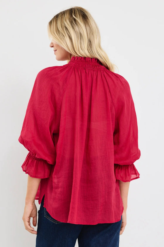 Expedition Raspberry Shirred Neck Top