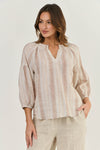 Shirred Neck Linen Top