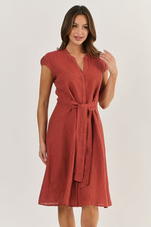  Tie Front Linen Dress