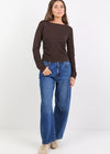 Groove Chocolate Long Sleeve Knit Top