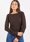 Groove Chocolate Long Sleeve Knit Top