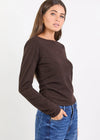 Groove Chocolate Long Sleeve Knit Top