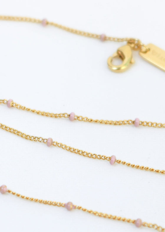 Layer Me Necklace in Gold with Blush Pink
