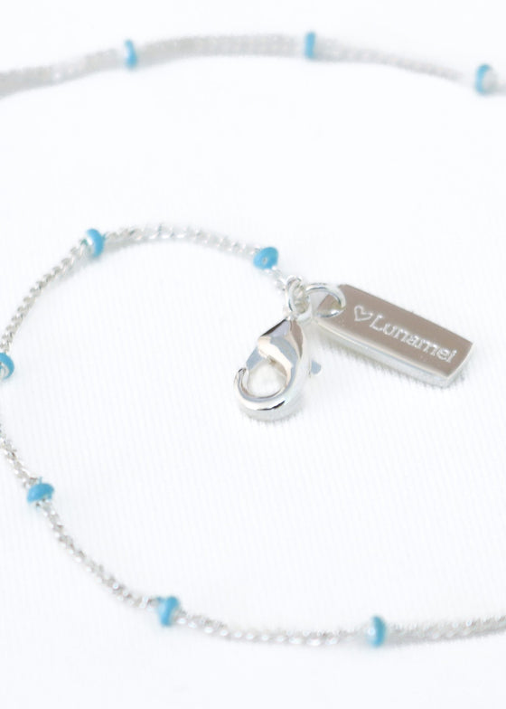 Layer Me Necklace in Silver with Paradise Blue