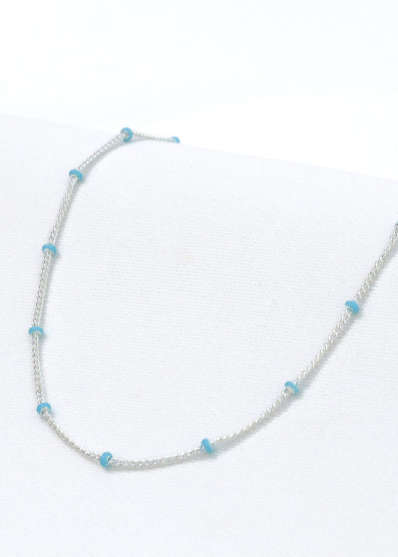 Layer Me Necklace in Silver with Paradise Blue
