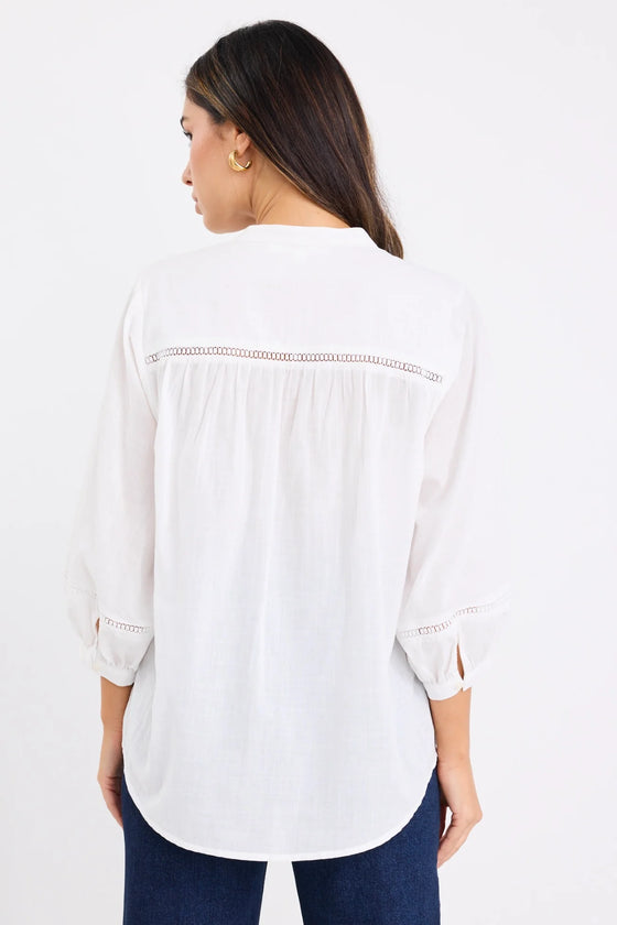 Ornamental Butter Lace Insert Puck SS Shirt