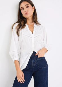  Ornamental Butter Lace Insert Puck SS Shirt